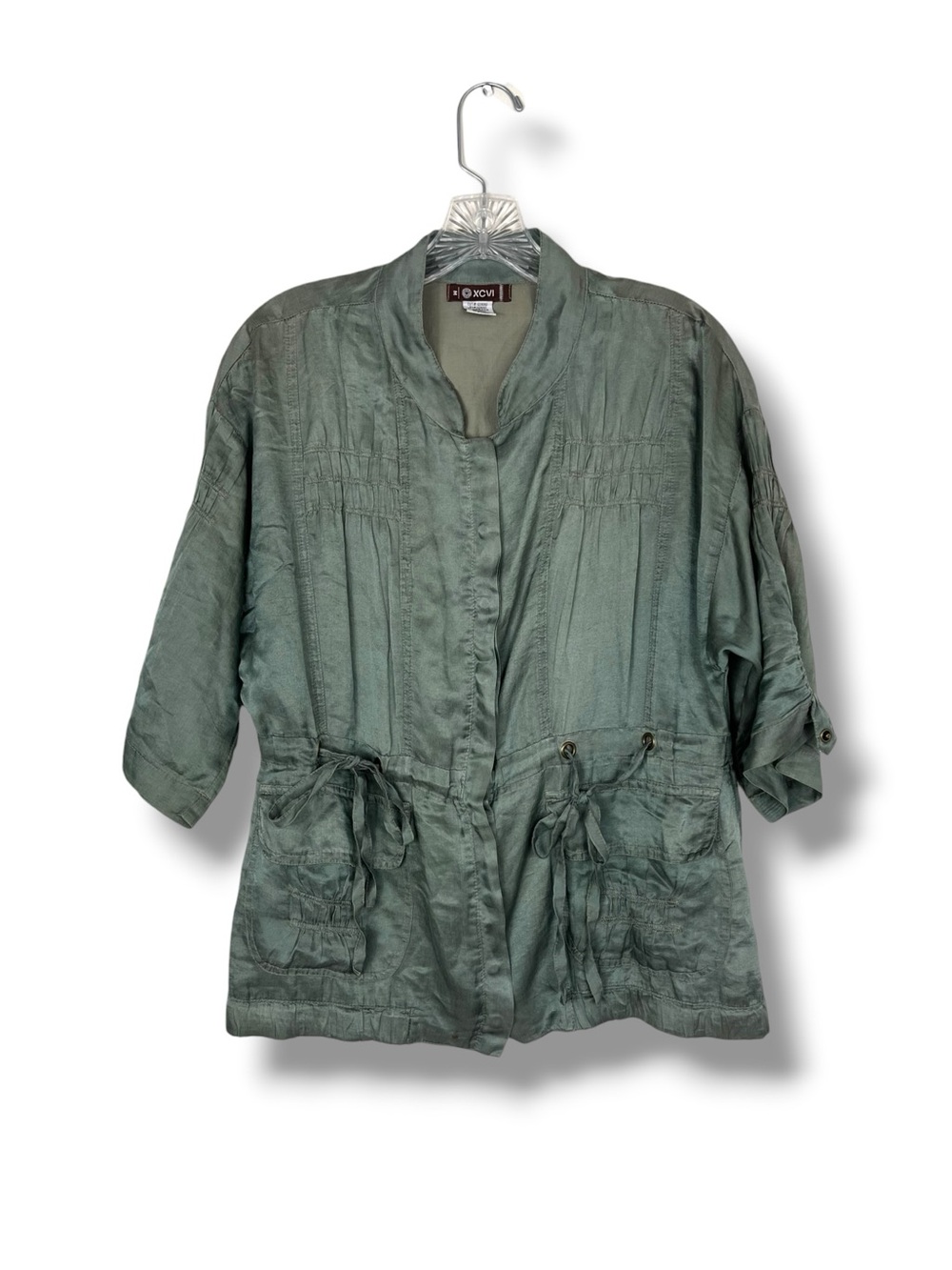 XCVI Lightweight Utility Jacket Silk Sage M Lagenlook Garden Fairy Ethereal Boho